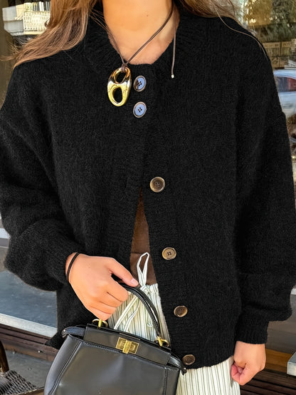 Elegante Vintage Gebreid Vest met Ballonmouwen voor Dames