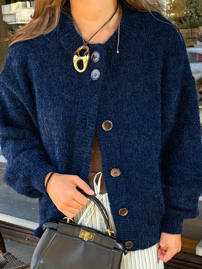 Elegante Vintage Gebreid Vest met Ballonmouwen voor Dames