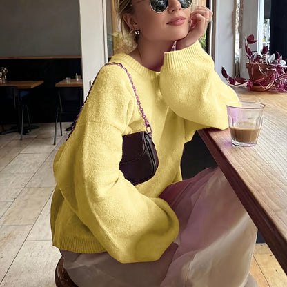 Elegante Off-Shoulder Trui – Zachte Col & Ribbeldetails