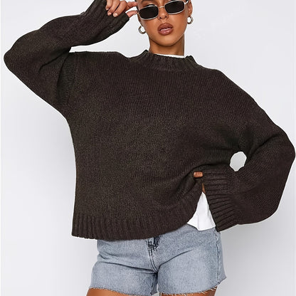 Oversized Ronde Hals Trui – Heerlijk Zacht in Bruin, Navy & Rood