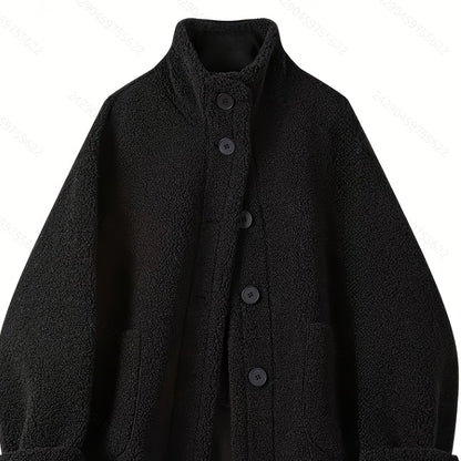 Warm Dames Teddyjas met Hoge Kraag