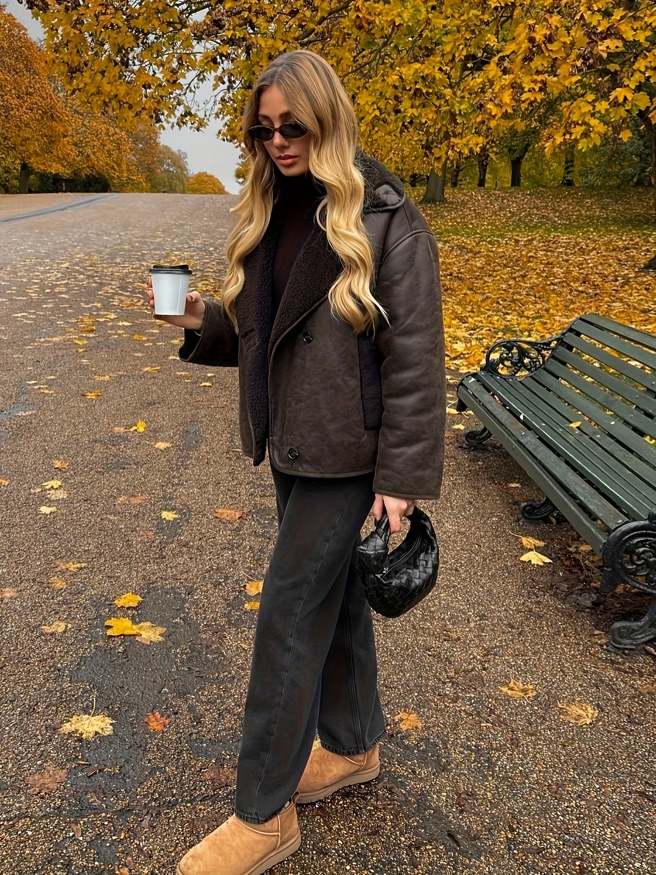 Oversized Bruine Teddy Jas – Pluche Kraag & Manchetten