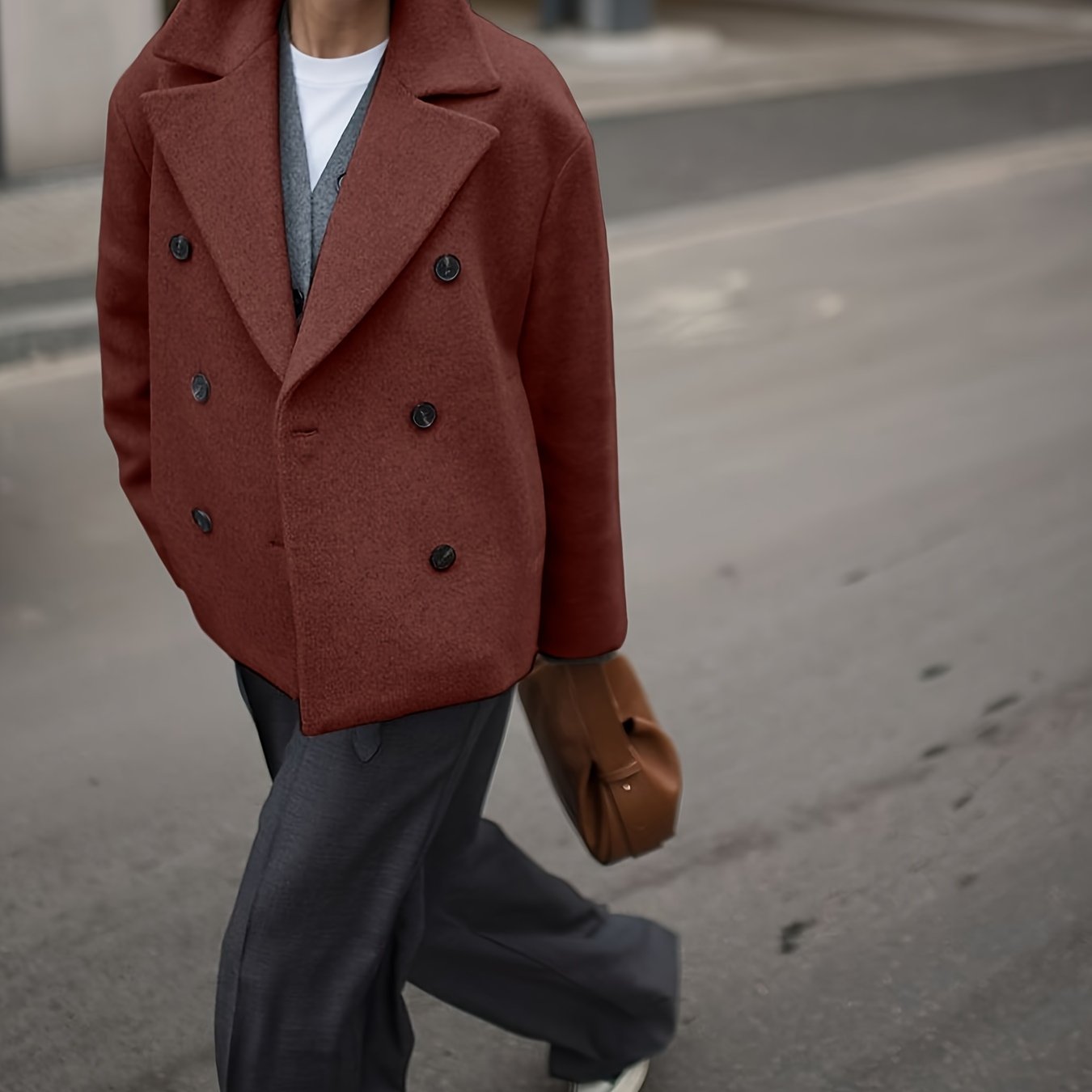 Elegante Dames Winterjas met Dubbele Knopen – Kort & Stijlvol