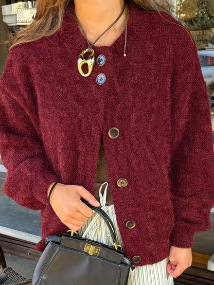 Elegante Vintage Gebreid Vest met Ballonmouwen voor Dames