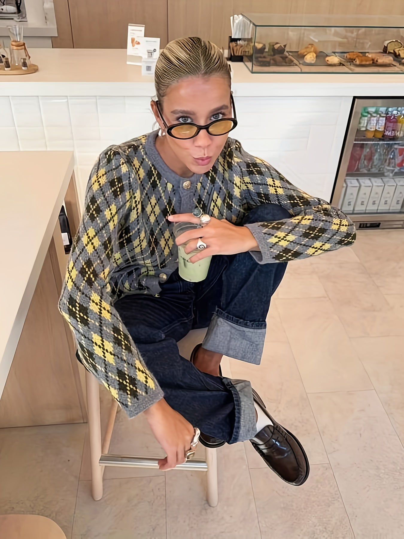 Koreaanse Damespullover Kleurblokken Y2K Stijl - Herfst & Winter 2025