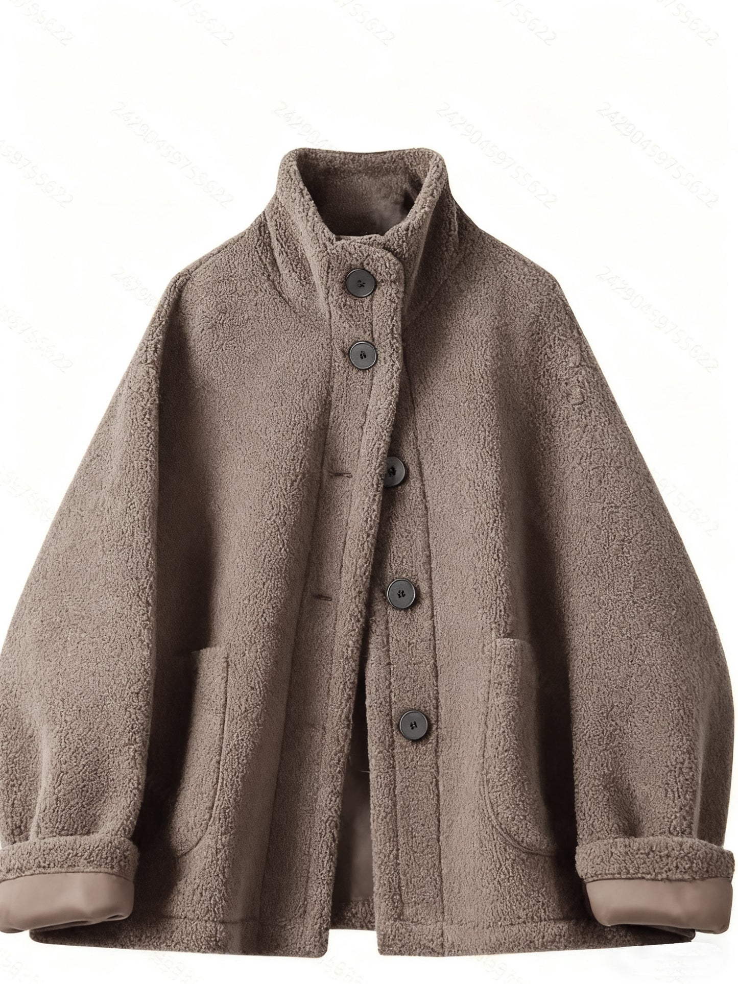 Warm Dames Teddyjas met Hoge Kraag