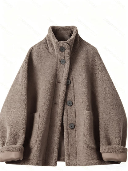 Warm Dames Teddyjas met Hoge Kraag
