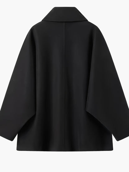 Elegante H-Lijn Wintermantel – Batwing Mouwen & Flared Zoom