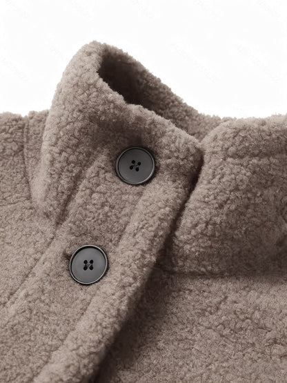 Warm Dames Teddyjas met Hoge Kraag