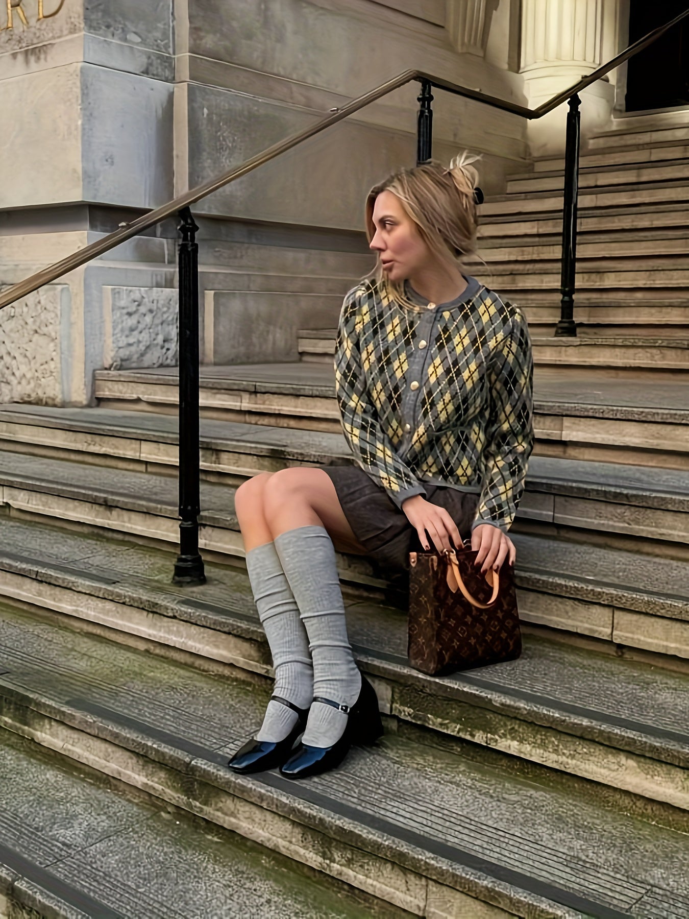 Koreaanse Damespullover Kleurblokken Y2K Stijl - Herfst & Winter 2025