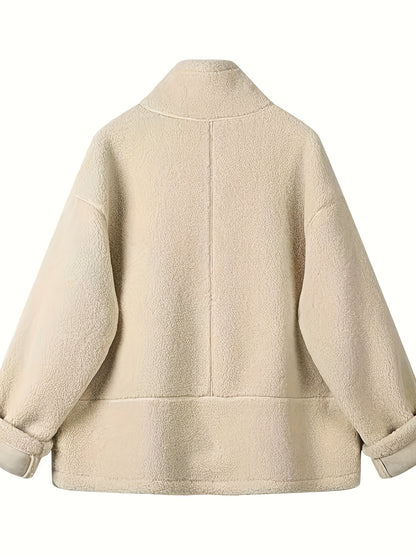 Warm Dames Teddyjas met Hoge Kraag