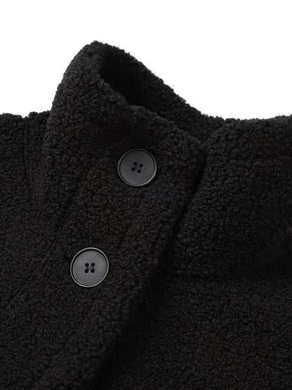 Warm Dames Teddyjas met Hoge Kraag