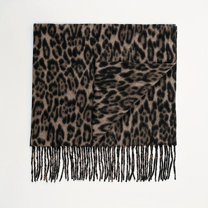 Elegante Sjaal met Luipaardprint - Warme Vintage Omslagdoek voor Vrouwen