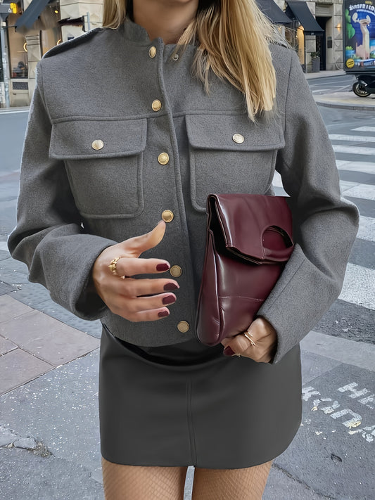 Elegante Getailleerde Damesjas – Knoopsluiting & Structured Fit