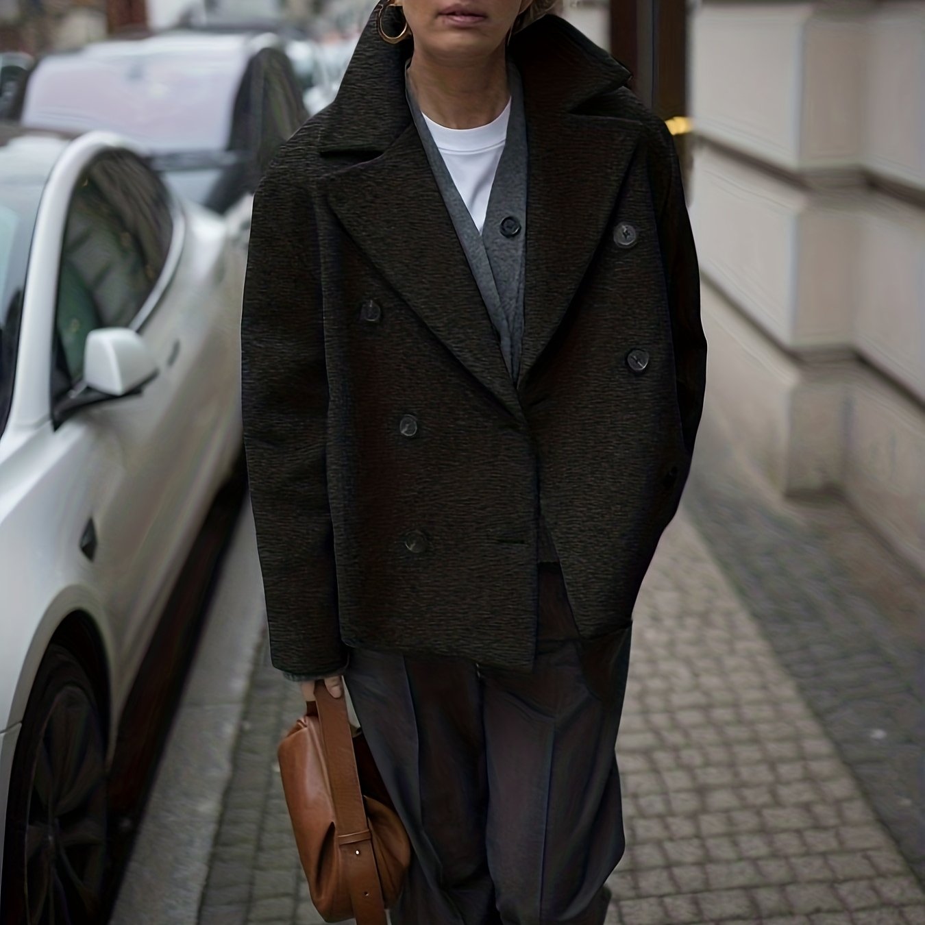 Elegante Dames Winterjas met Dubbele Knopen – Kort & Stijlvol