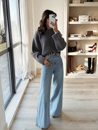 Zachte Ronde Hals Trui – Tijdloze Elegantie voor Elke Dag