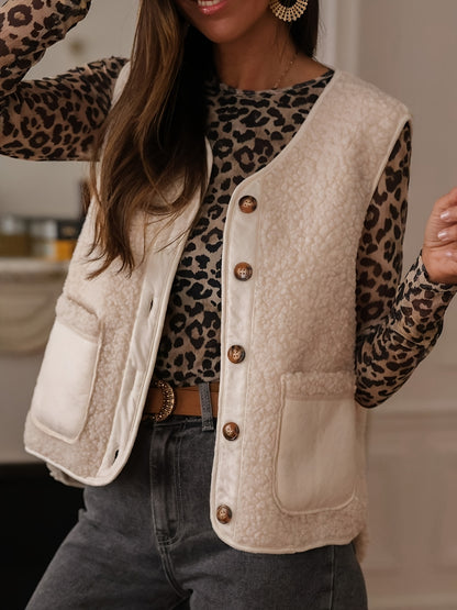 Elegant Dames Gilet met Pockets – Perfect voor Herfst & Winter