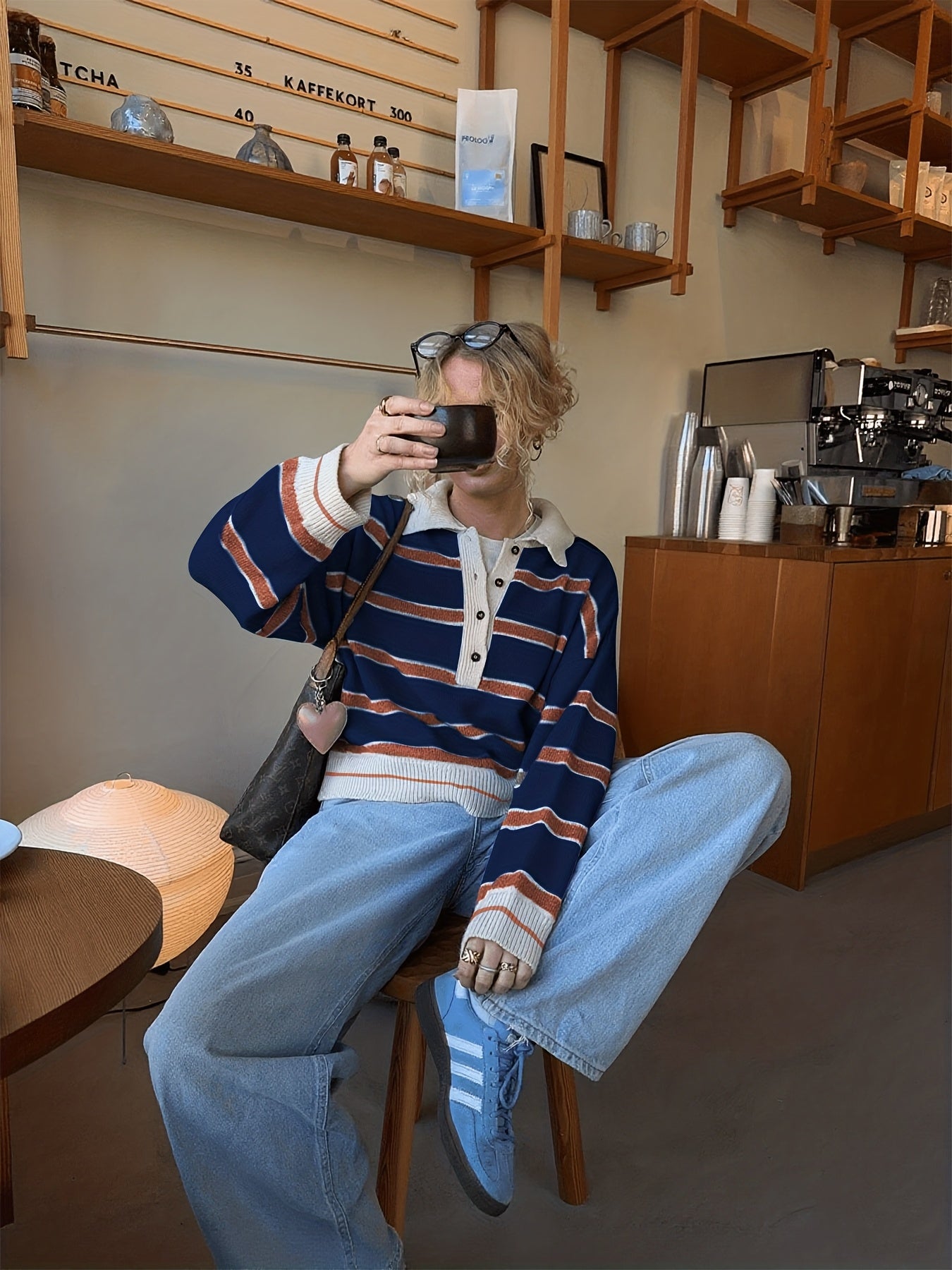 Gestreepte Half-Zip Trui Dames - Lange Mouwen Color Block