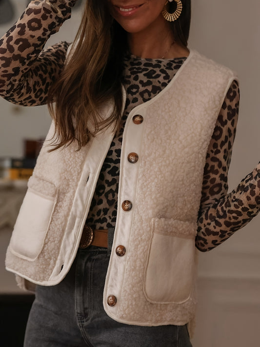 Elegant Dames Gilet met Pockets – Perfect voor Herfst & Winter