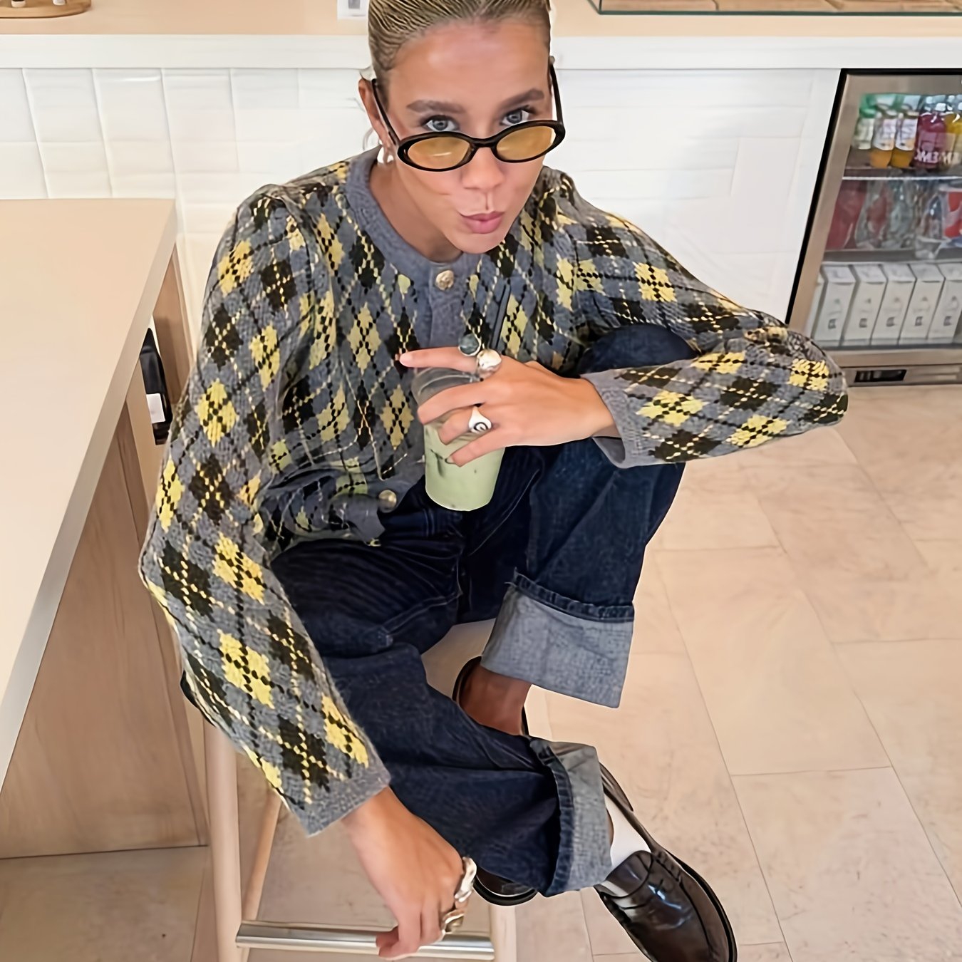 Koreaanse Damespullover Kleurblokken Y2K Stijl - Herfst & Winter 2025