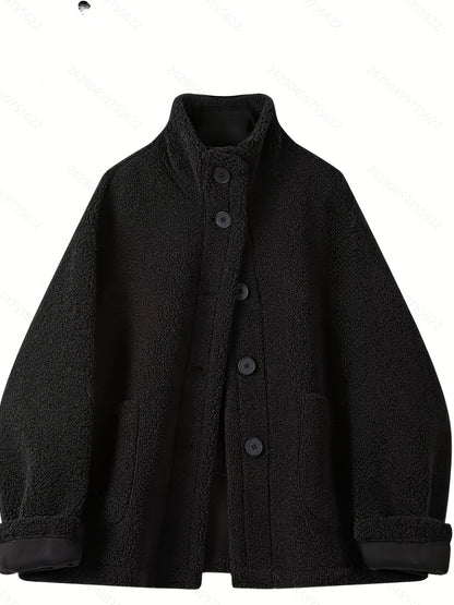 Warm Dames Teddyjas met Hoge Kraag