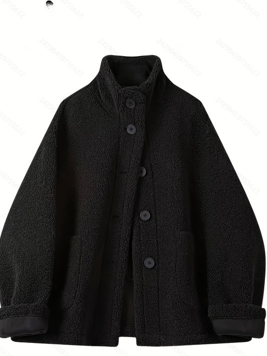 Warm Dames Teddyjas met Hoge Kraag