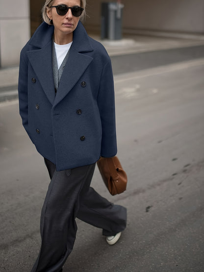 Elegante Dames Winterjas met Dubbele Knopen – Kort & Stijlvol