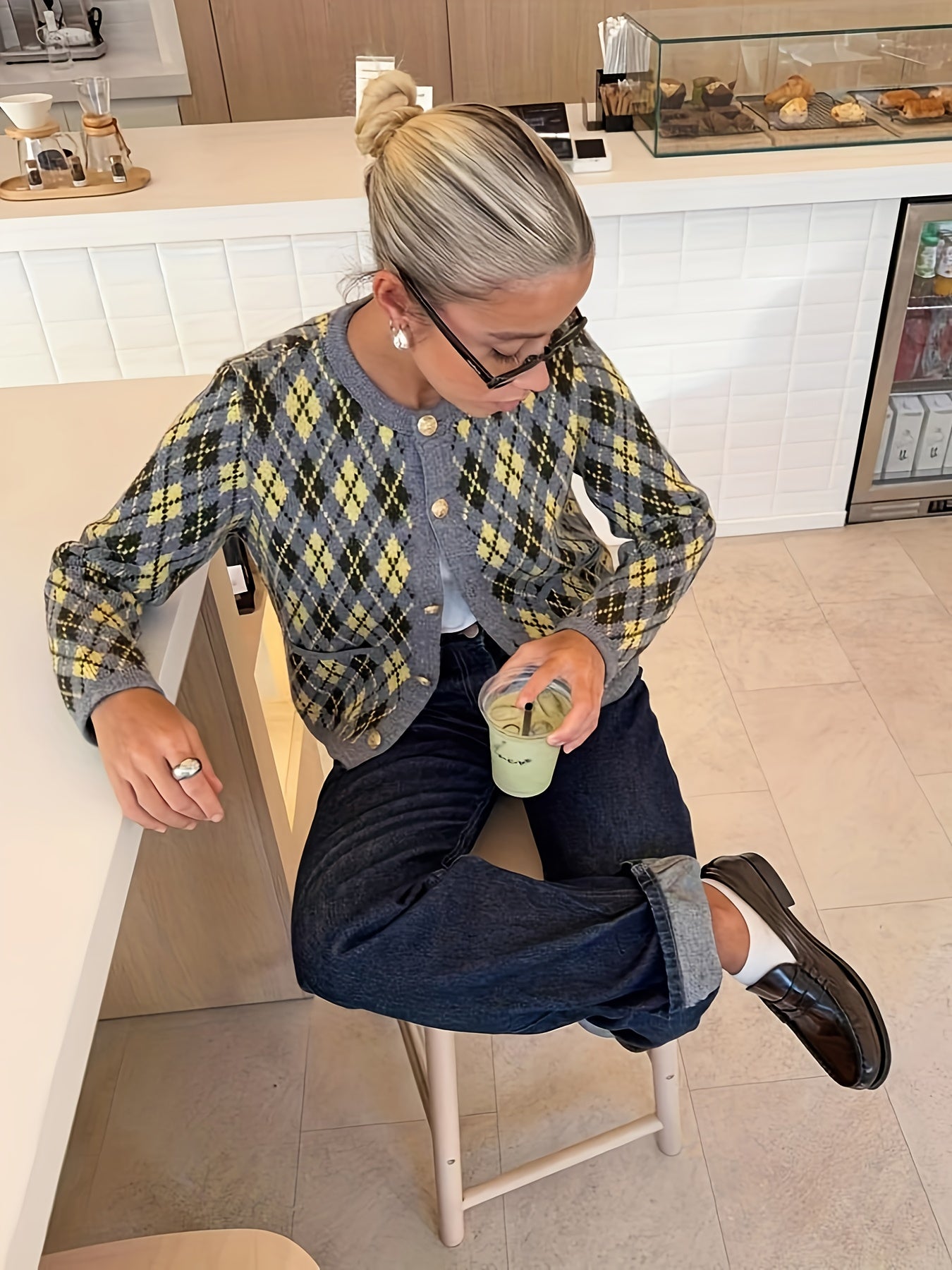 Koreaanse Damespullover Kleurblokken Y2K Stijl - Herfst & Winter 2025