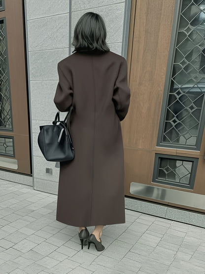 Elegante Tweed Jas met Zakken voor Vrouwen - Wintermantel in Bruin