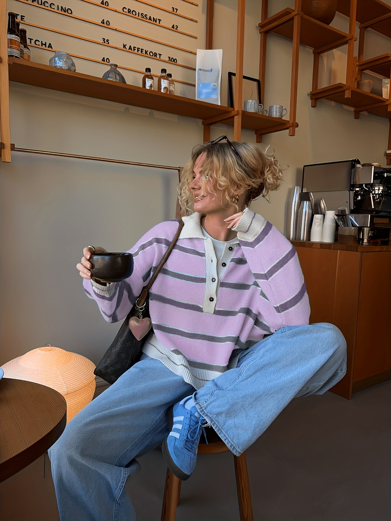 Gestreepte Half-Zip Trui Dames - Lange Mouwen Color Block