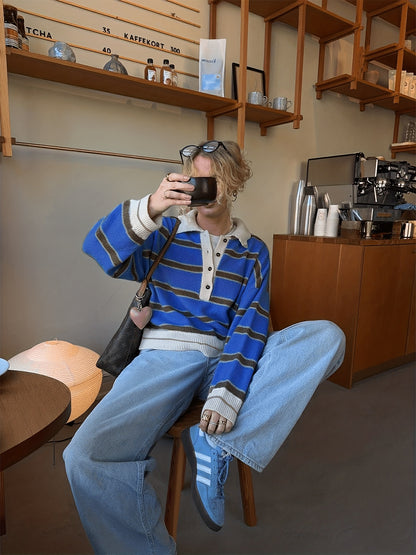 Gestreepte Half-Zip Trui Dames - Lange Mouwen Color Block