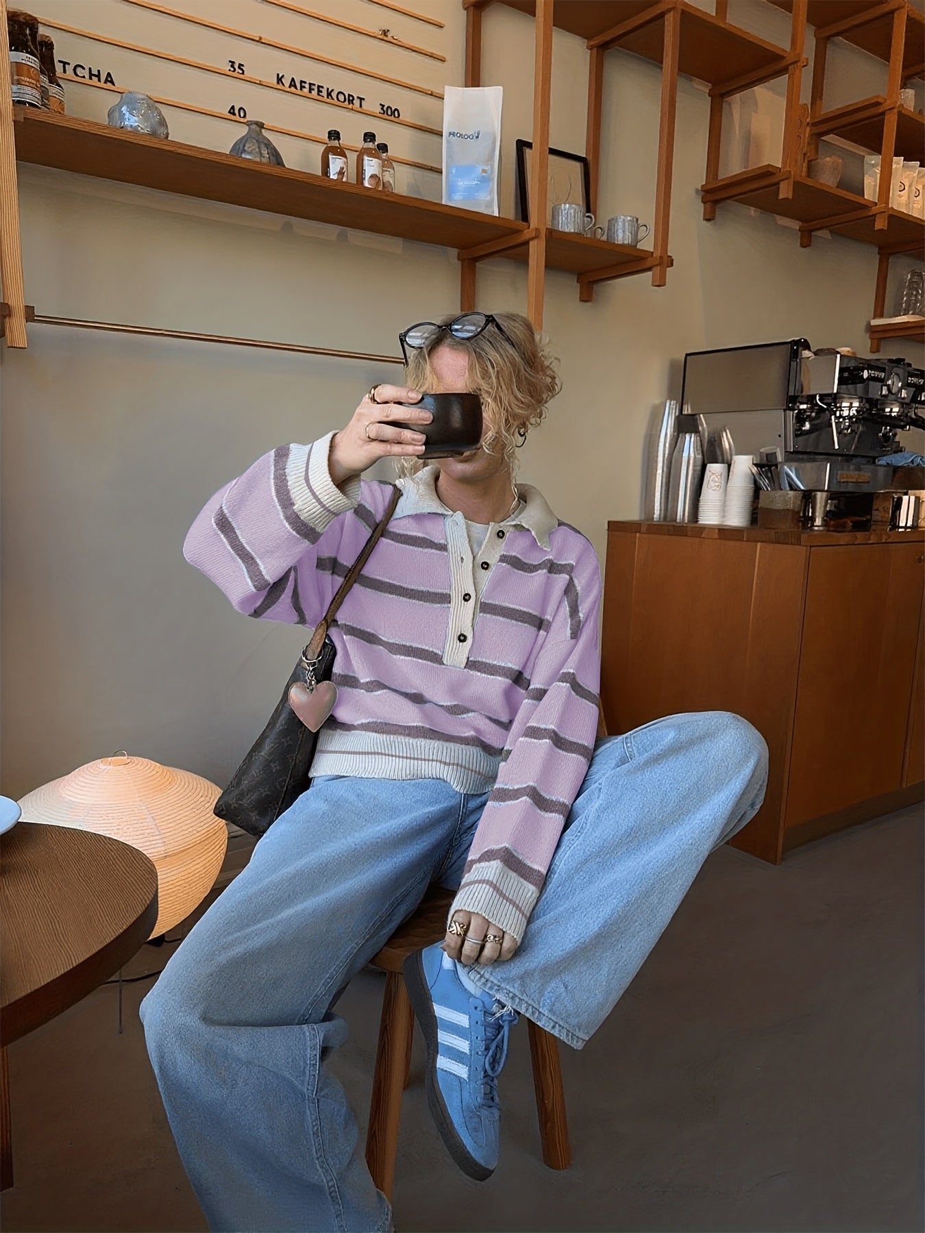 Gestreepte Half-Zip Trui Dames - Lange Mouwen Color Block