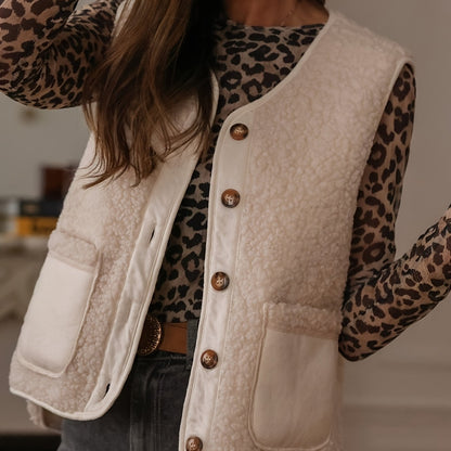 Elegant Dames Gilet met Pockets – Perfect voor Herfst & Winter