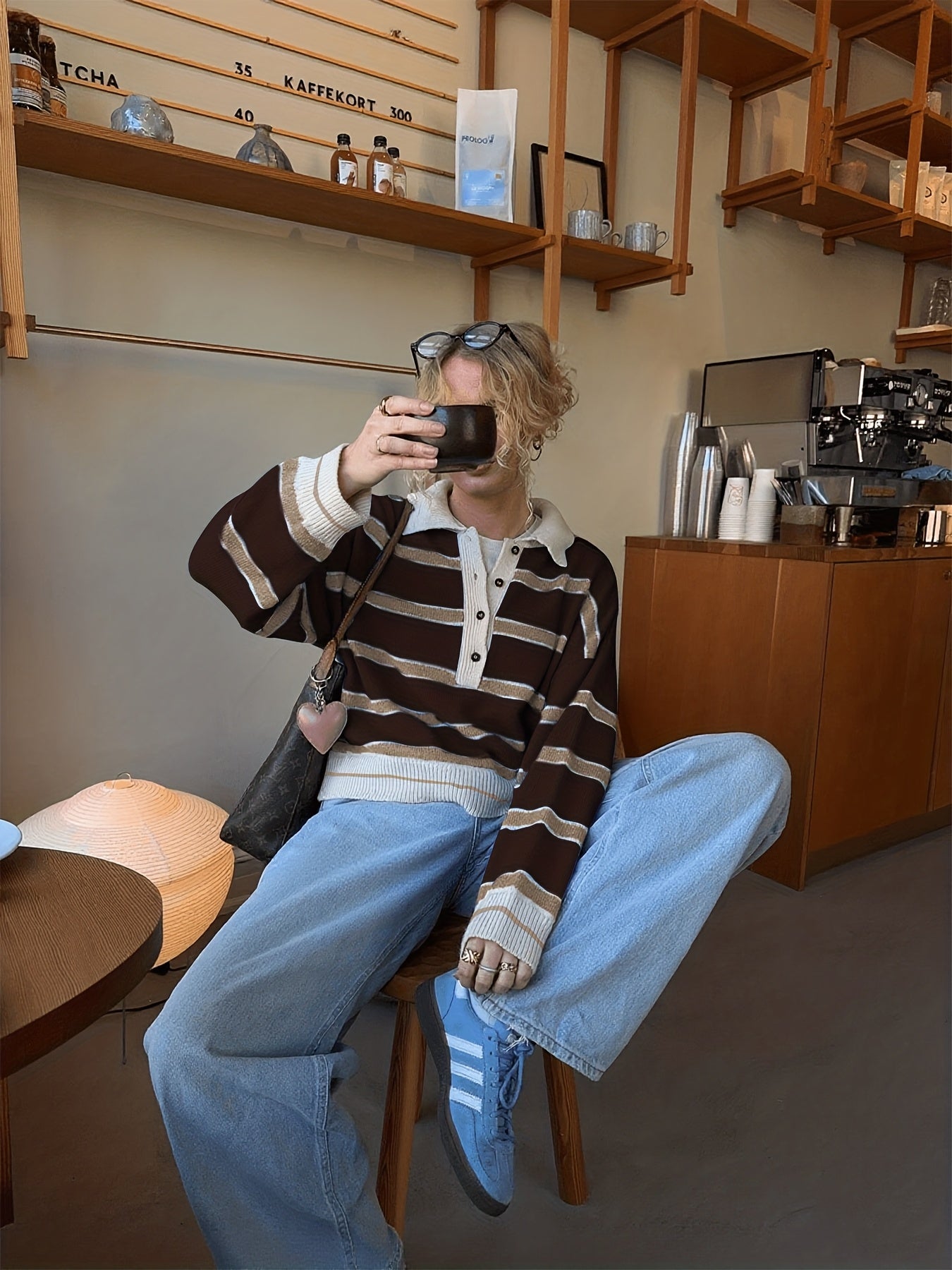 Gestreepte Half-Zip Trui Dames - Lange Mouwen Color Block