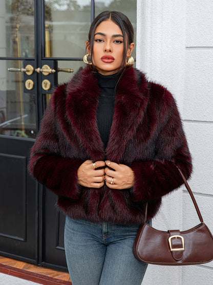 Luxe Lange Faux Fur Winterjas – Reverskraag & Flared Zoom