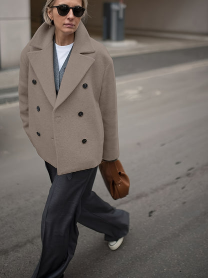 Elegante Dames Winterjas met Dubbele Knopen – Kort & Stijlvol