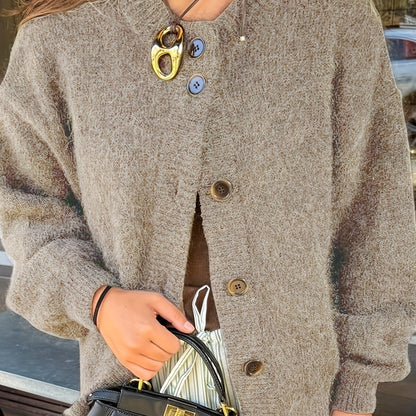 Elegante Vintage Gebreid Vest met Ballonmouwen voor Dames