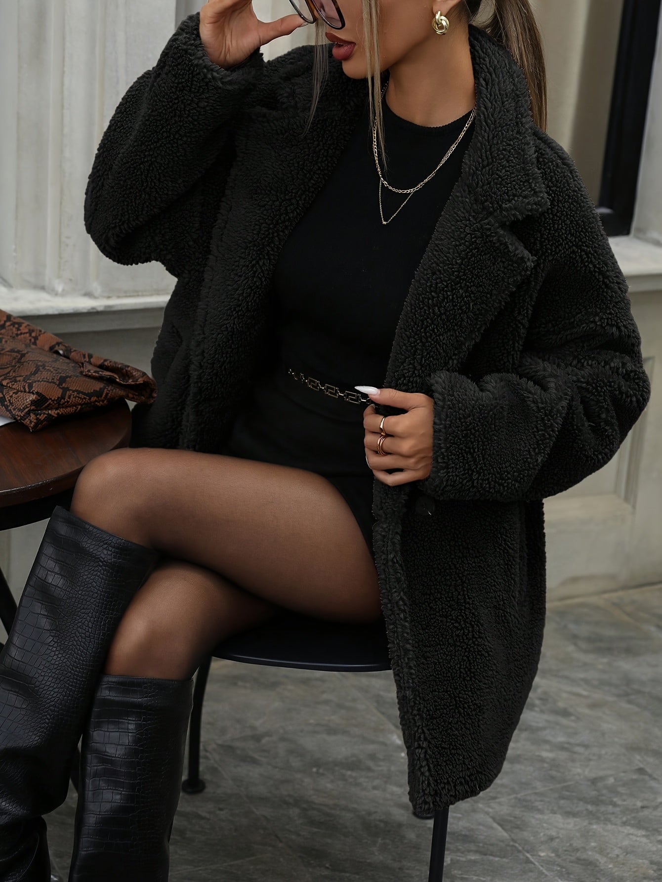 Retro Oversized Winterjas met Pluche Kraag voor Vrouwen