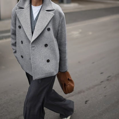 Elegante Dames Winterjas met Dubbele Knopen – Kort & Stijlvol