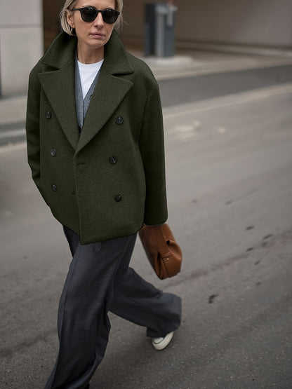 Elegante Dames Winterjas met Dubbele Knopen – Kort & Stijlvol