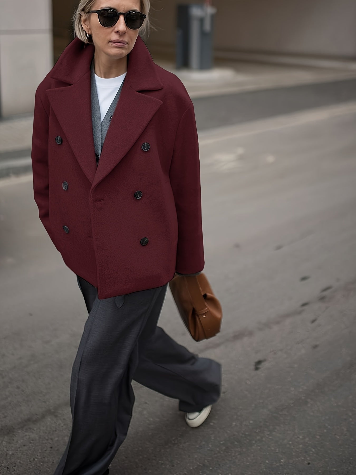 Elegante Dames Winterjas met Dubbele Knopen – Kort & Stijlvol