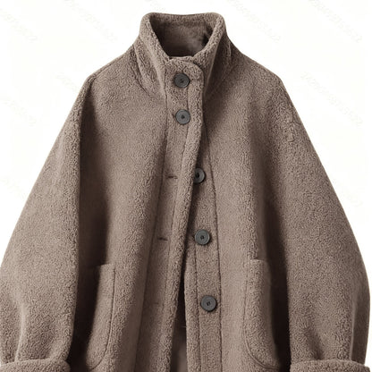 Warm Dames Teddyjas met Hoge Kraag